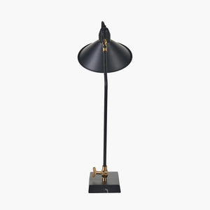 Canton matt black & brass metal cone table lamp