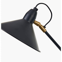 Charger l&#39;image dans la galerie, Canton matt black &amp; brass metal cone table lamp
