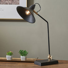 Lade das Bild in den Galerie-Viewer, Canton matt black &amp; brass metal cone table lamp
