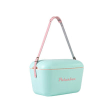 Lade das Bild in den Galerie-Viewer, Coolbox Polarbox 20L retro coolbox in cyan and baby rose pop for stylish outdoor activities.
