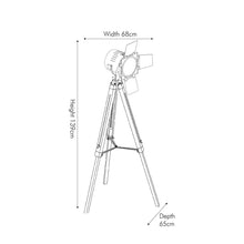 Load image into Gallery viewer, Film tripod copper floor lamp in two sizes
