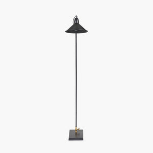 Canton matt black metal & brass cone floor lamp