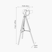 Load image into Gallery viewer, Film tripod gold floor lamp in two sizes
