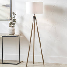 Charger l&#39;image dans la galerie, Metal &amp; wood grain tripod floor lamp in two finishes
