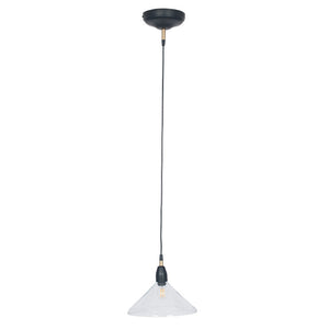 Canton matt black metal & glass cone pendant light