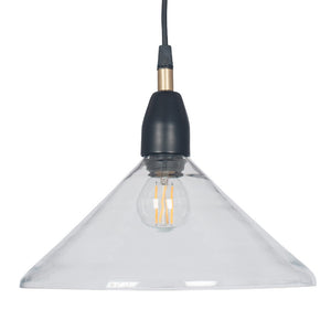 Canton matt black metal & glass cone pendant light