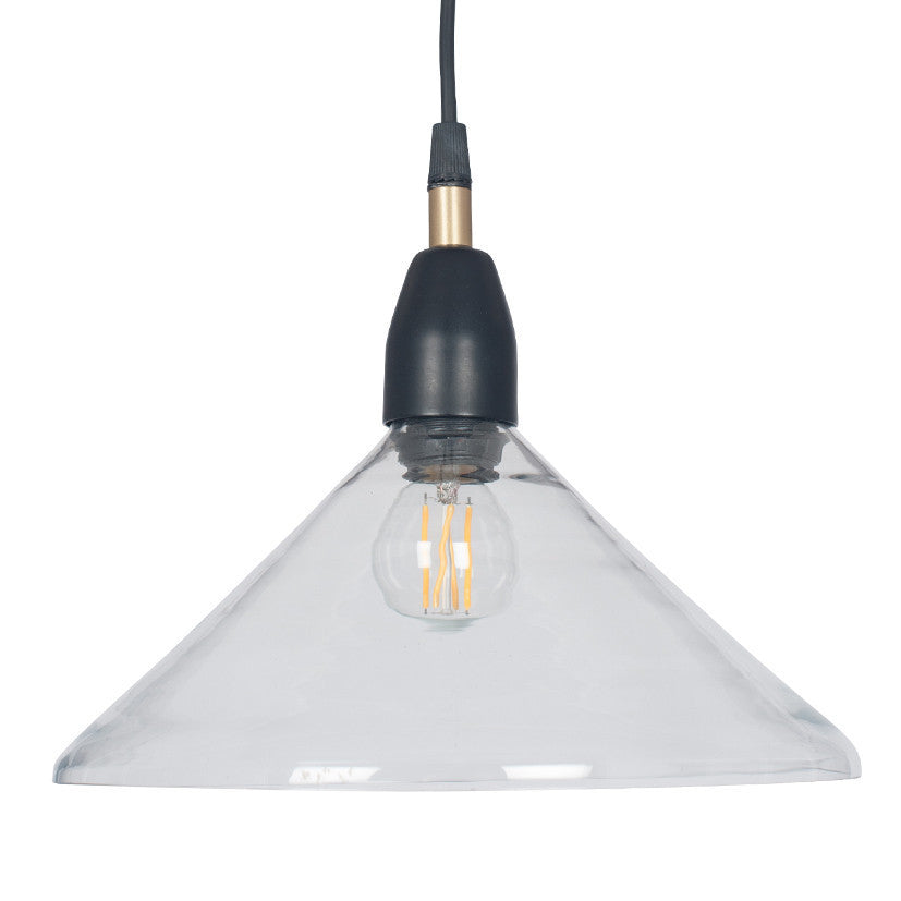 Canton matt black metal & glass cone pendant light