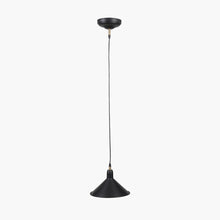 Charger l&#39;image dans la galerie, Canton matt black &amp; brass metal cone pendant light
