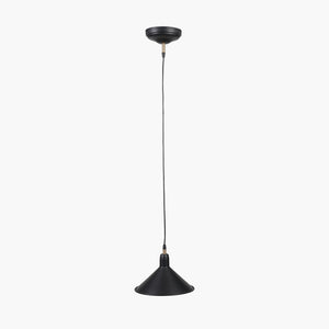 Canton matt black & brass metal cone pendant light