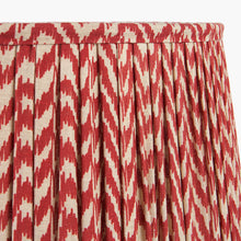 Lade das Bild in den Galerie-Viewer, Hand-crafted lampshade in red and beige chevron pleat design, showcasing a stylish texture and vibrant color.

