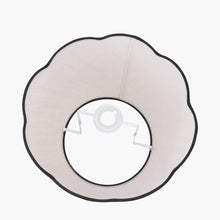 Lade das Bild in den Galerie-Viewer, Underside view of lamp shade with a scalloped lower edge and black binding
