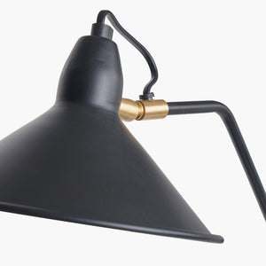 Canton matt black & brass metal cone wall light