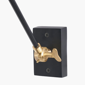 Canton matt black & brass metal cone wall light