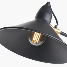 Load image into Gallery viewer, Canton matt black &amp; brass metal cone wall light
