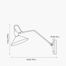 Load image into Gallery viewer, Canton matt black &amp; brass metal cone wall light
