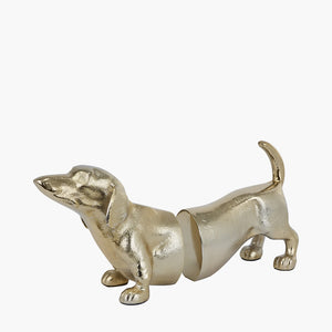 Metal sausage dog book ends in gold or silver