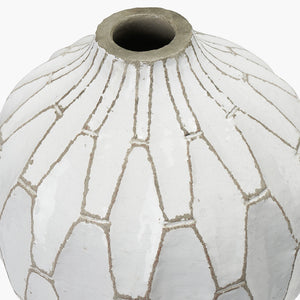 Gaudi white stoneware geometric design vase