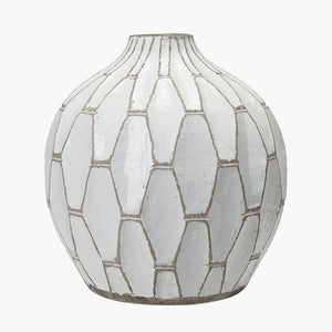 Gaudi white stoneware geometric design vase