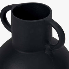 Load image into Gallery viewer, Black metal vase with handles
