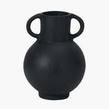 Load image into Gallery viewer, Black metal vase with handles
