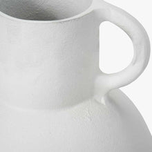Load image into Gallery viewer, White metal vase with handles
