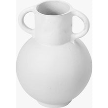 Load image into Gallery viewer, White metal vase with handles

