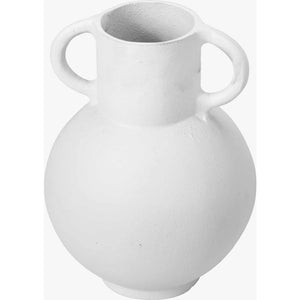 White metal vase with handles