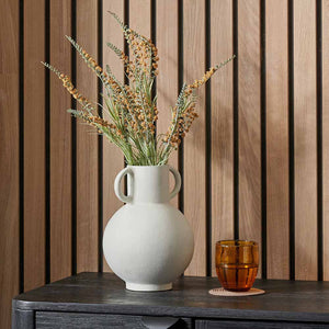 White metal vase with handles