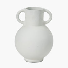 Load image into Gallery viewer, White metal vase with handles
