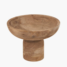 Lade das Bild in den Galerie-Viewer, Natural wooden pedestal bowl against a white background
