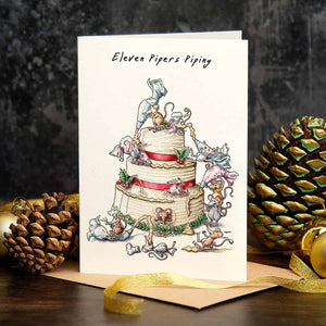Eleven Pipers Piping Card - Christmas Card