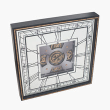 Carica l&#39;immagine nel visualizzatore di Gallery, Antique gold wood &amp; mirrored cog square wall clock
