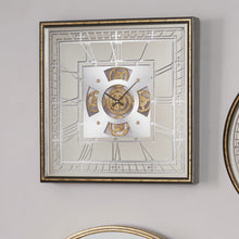 Carica l&#39;immagine nel visualizzatore di Gallery, Antique gold wood &amp; mirrored cog square wall clock
