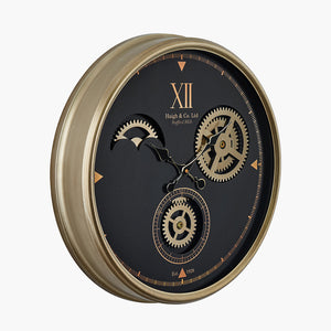 Metal working cog wall clock in two colours