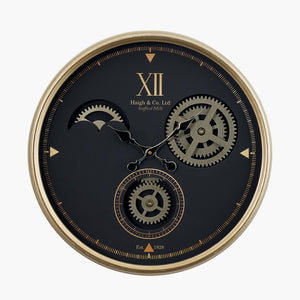 Metal working cog wall clock in two colours