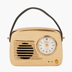 Retro silver or gold metal radio style clock