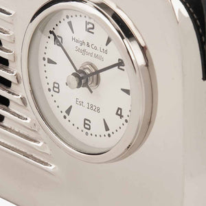 Retro silver or gold metal radio style clock