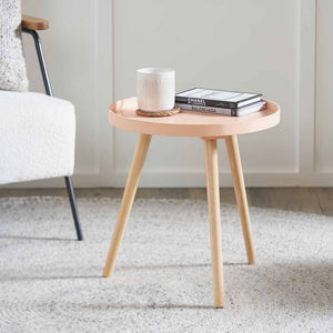 Wood veneer & natural pine wood side table in a range of colours