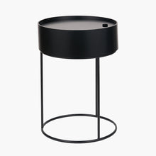 Indlæs billede til gallerivisning Wood veneer &amp; black metal storage table in a range of colours
