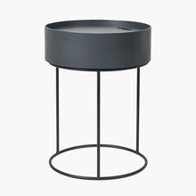 Indlæs billede til gallerivisning Wood veneer &amp; black metal storage table in a range of colours
