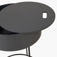 Indlæs billede til gallerivisning Wood veneer &amp; black metal storage table in a range of colours
