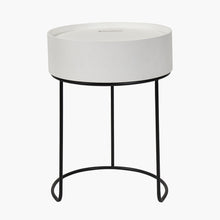 Indlæs billede til gallerivisning Wood veneer &amp; black metal storage table in a range of colours
