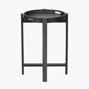 Dark grey oak veneer side tray table