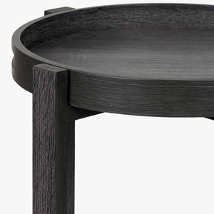 Dark grey oak veneer side tray table