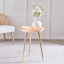 Indlæs billede til gallerivisning Enamel &amp; gold metal side table in a range of colours
