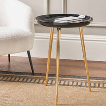 Indlæs billede til gallerivisning Enamel &amp; gold metal side table in a range of colours
