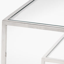Charger l'image dans la galerie, Clear glass &amp; silver metal console table
