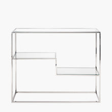 Charger l'image dans la galerie, Clear glass &amp; silver metal console table
