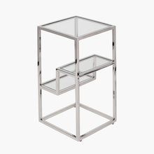 Charger l'image dans la galerie, Clear glass &amp; silver metal side table
