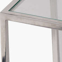 Charger l'image dans la galerie, Clear glass &amp; silver metal side table
